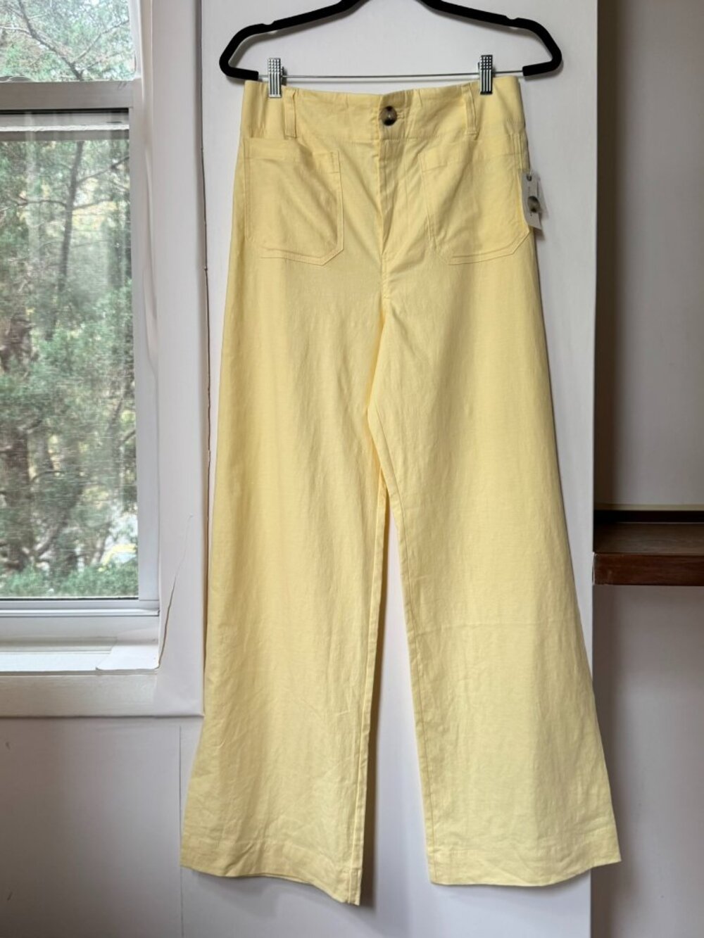 NWT Anthropologie Colette Linen Full-Length Wide-Leg Pants Yellow 29